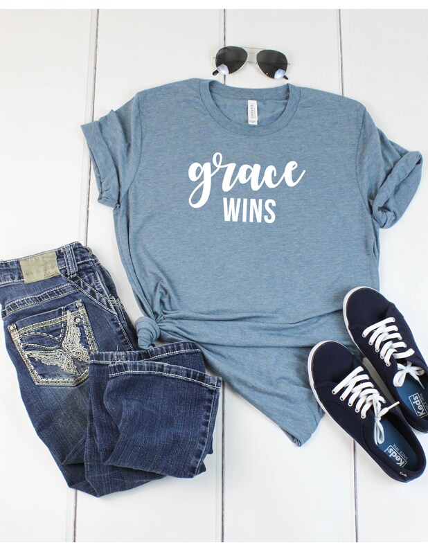 Grace Wins T-Shirt Faith T-Shirt Graphic Tee Funny T-Shirt Religious T-Shirt Church T-Shirt